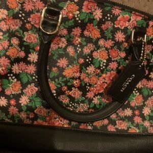 Coach Black and Pink Floral Shoulder Bag